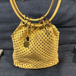 GUCCI Vintage Yellow Woven Bucket Bag